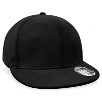 Cappellino nero a 6 pannelli visiera piatta da personalizzare Pro-Stretch Flat Peak Cap