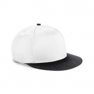 Cappellino bianco/nero a 5 pannelli da personalizzare con visiera piatta Youth Size Snapback