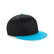 Cappellino nero/surf blu a 5 pannelli da personalizzare con visiera piatta Youth Size Snapback