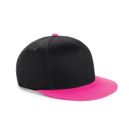 Cappellino nero/fuchsia a 5 pannelli da personalizzare con visiera piatta Youth Size Snapback