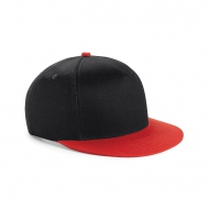 Cappellino nero/rosso a 5 pannelli da personalizzare con visiera piatta Youth Size Snapback