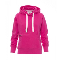 Felpa donna fuxia fluo con cappuccio da personalizzare Atlanta Lady Toppe e patch ricamate personalizzate