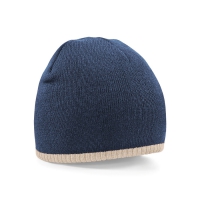 Cuffia french navy/pietra in maglia doppio strato da personalizzare Two-Tone Pull-On Beanie