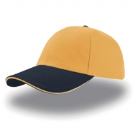 Cappello blu navy/giallo da personalizzare, 100% cotone in twill pesante Liberty Sandwich