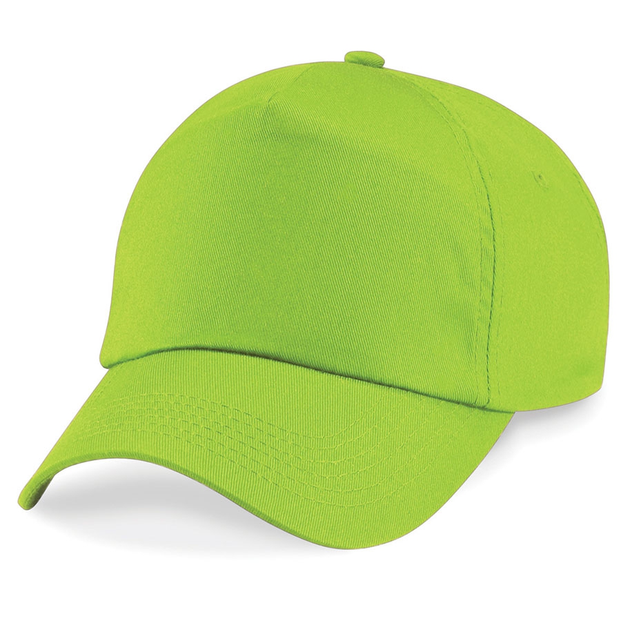 Cappellino verde lime da personalizzare, 5 pannelli chiusura con velcro