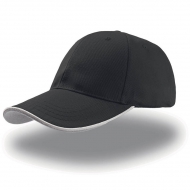 Cappellino nero da personalizzare, visiera con piping a contrasto in rilievo Zoom Piping Sandwich