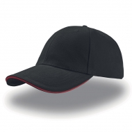 Cappello nero/rosso da personalizzare, 100% cotone in twill pesante Liberty Sandwich