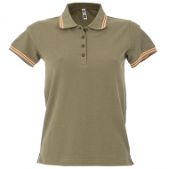 Polo donna verde militare/arancione a maniche corte con bottoni in tinta da personalizzare Paris Lady