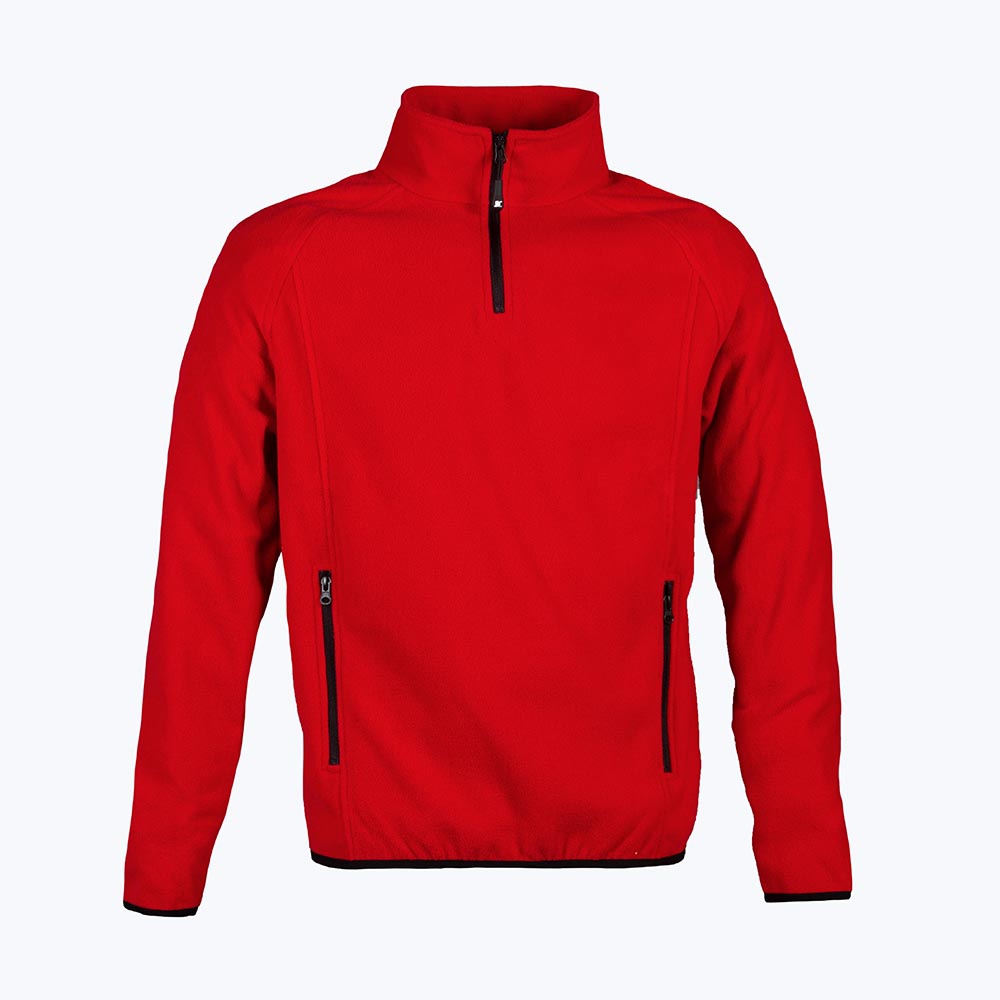 Pile uomo rosso con mezza zip ed elastici polsi e fondo da personalizzare Torino Toppe e patch ricamate personalizzate