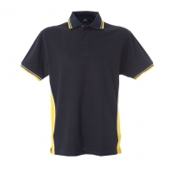 Polo uomo bicolore blu navy/giallo a manica corta da personalizzare Ankara