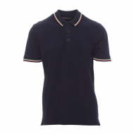 Polo unisex blu navy da personalizzare a tre bottoni con profilo tricolore Italia