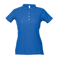 Polo donna blu royal da personalizzare a manica corta con colletto alla coreana Kuwait Lady