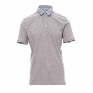 Polo uomo da personalizzare grigio melange/blu navy a tre bottoni bianchi Cambridge