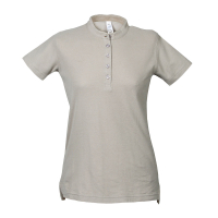 Polo donna grigio chiaro da personalizzare a manica corta con colletto alla coreana Kuwait Lady