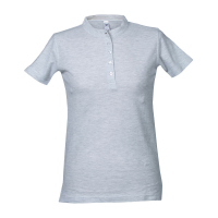 Polo donna grigio melange da personalizzare a manica corta con colletto alla coreana Kuwait Lady