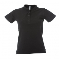 Polo donna nera a manica corta con colletto alla coreana da personalizzare Kuwait Lady