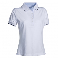 Polo da donna bianca/blu navy a manica corta con 6 bottoni da personalizzare Leeds