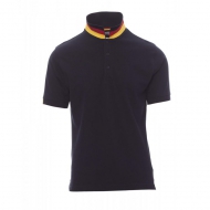 Polo da uomo blu navy/germania manica corta a tre bottoni da personalizzare Nation