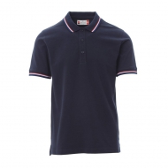 Polo unisex blu navy manica corta con profilo tricolore in contrasto da personalizzare France