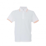 Polo da uomo bianco/arancio manica corta da personalizzare Paris