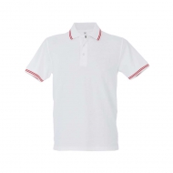 Polo da uomo bianca/rosso manica corta da personalizzare Paris