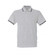 Polo da uomo grigio melange/blu navy manica corta da personalizzare Paris