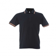 Polo da uomo blu navy/arancio manica corta da personalizzare Paris