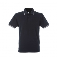 Polo da uomo blu navy/bianca manica corta da personalizzare Paris