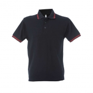 Polo da uomo blu navy/rosso manica corta da personalizzare Paris