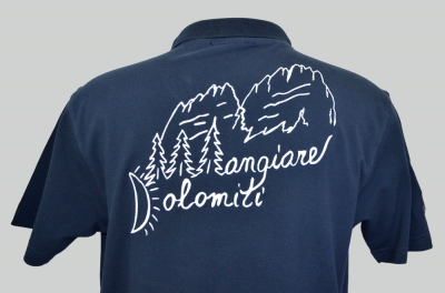 Polo personalizzata con ricamo dorso Mangiare Dolomiti