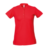 Polo donna rossa da personalizzare a manica corta con colletto alla coreana Kuwait Lady