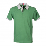 Polo uomo verde da personalizzare con colletto, fondo manica e fessino in contrasto Abu Dhabi