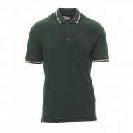 Polo unisex verde da personalizzare a tre bottoni con profilo tricolore Italia