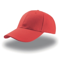 Cappellino rosso da personalizzare 6 pannelli, chiusura con cinturino e velcro Zoom