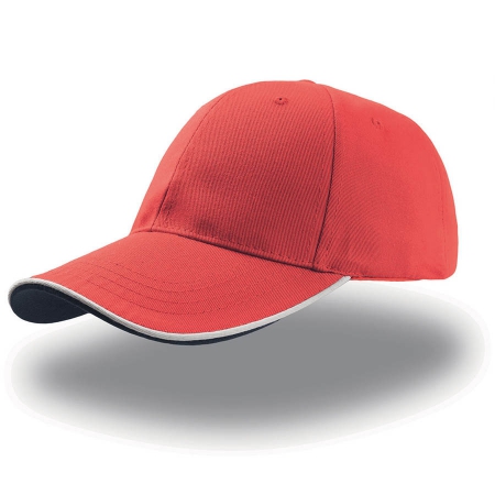 Cappellino rosso da personalizzare, visiera con piping a contrasto in rilievo Zoom Piping Sandwich