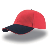 Cappello blu navy/rosso da personalizzare, 100% cotone in twill pesante Liberty Sandwich