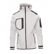 Soft Shell uomo bicolore bianco/nero da personalizzare con zip lunga e cappuccio Extreme