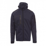 Soft Shell uomo bicolore blu navy/nero da personalizzare con zip lunga e cappuccio Extreme