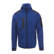 Soft Shell uomo bicolore blu royal/nero da personalizzare con zip lunga e cappuccio Extreme