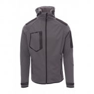 Soft Shell uomo bicolore steel grey/nero da personalizzare con zip lunga e cappuccio Extreme