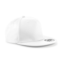 Cappello bianco 5 pannelli e visiera piatta da personalizzare 5 Panel Snapback Rapper Cap