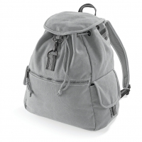 Zaino grigio chiaro con chiusura principale a cordoncino Vintage Canvas Backpack